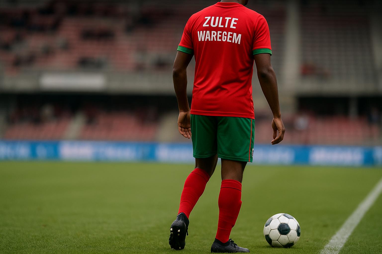 Anosike Ementa van Zulte Waregem in wedstrijdactie in het stadion