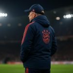 Vincent Kompany als coach van Bayern München langs de zijlijn in een stadionsetting