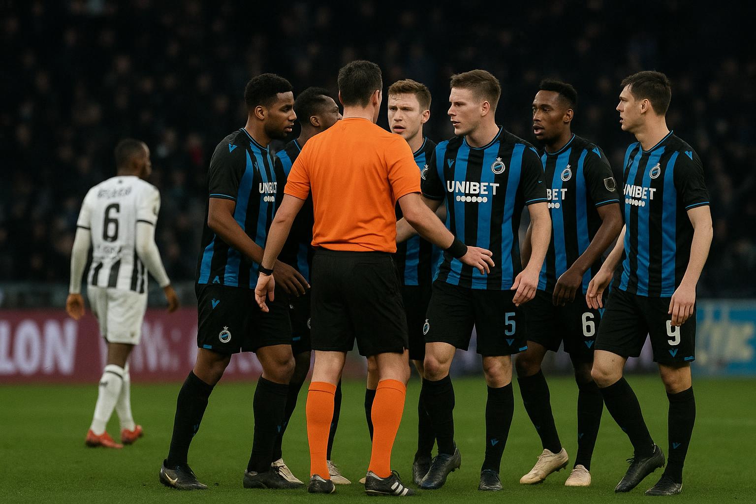 Spelers en staf na het laatste fluitsignaal bij Sporting Charleroi tegen Club Brugge op Mambourg