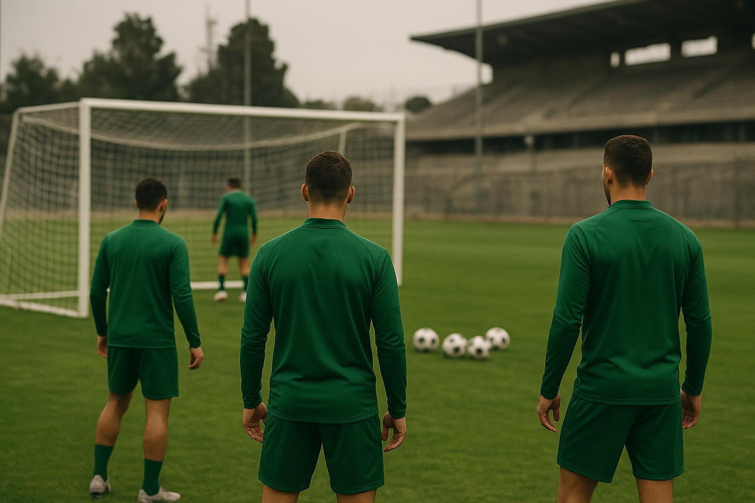 Jelle Bataille in trainingscontext bij Maccabi Haifa, met focus op de omgeving zonder herkenbare gezichten.