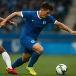 Ibrahima Bangoura van KRC Genk in actie tijdens een wedstrijdmoment