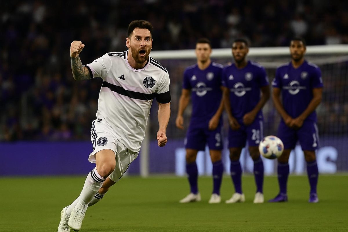 Inter Miami viert een vrije trapdoelpunt in de MLS-wedstrijd tegen Orlando City