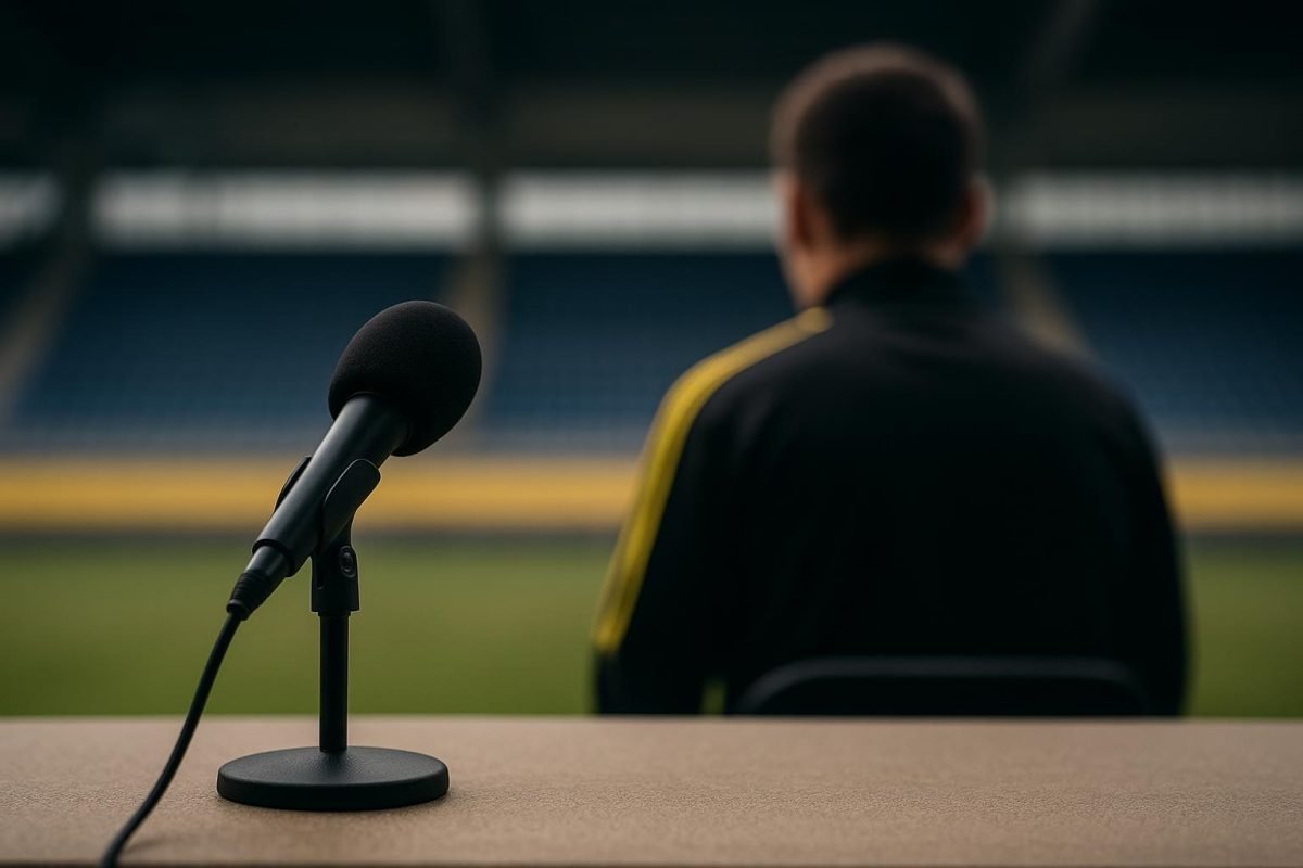 Nicklas Bendtner tijdens een mediamoment