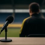 Nicklas Bendtner tijdens een mediamoment