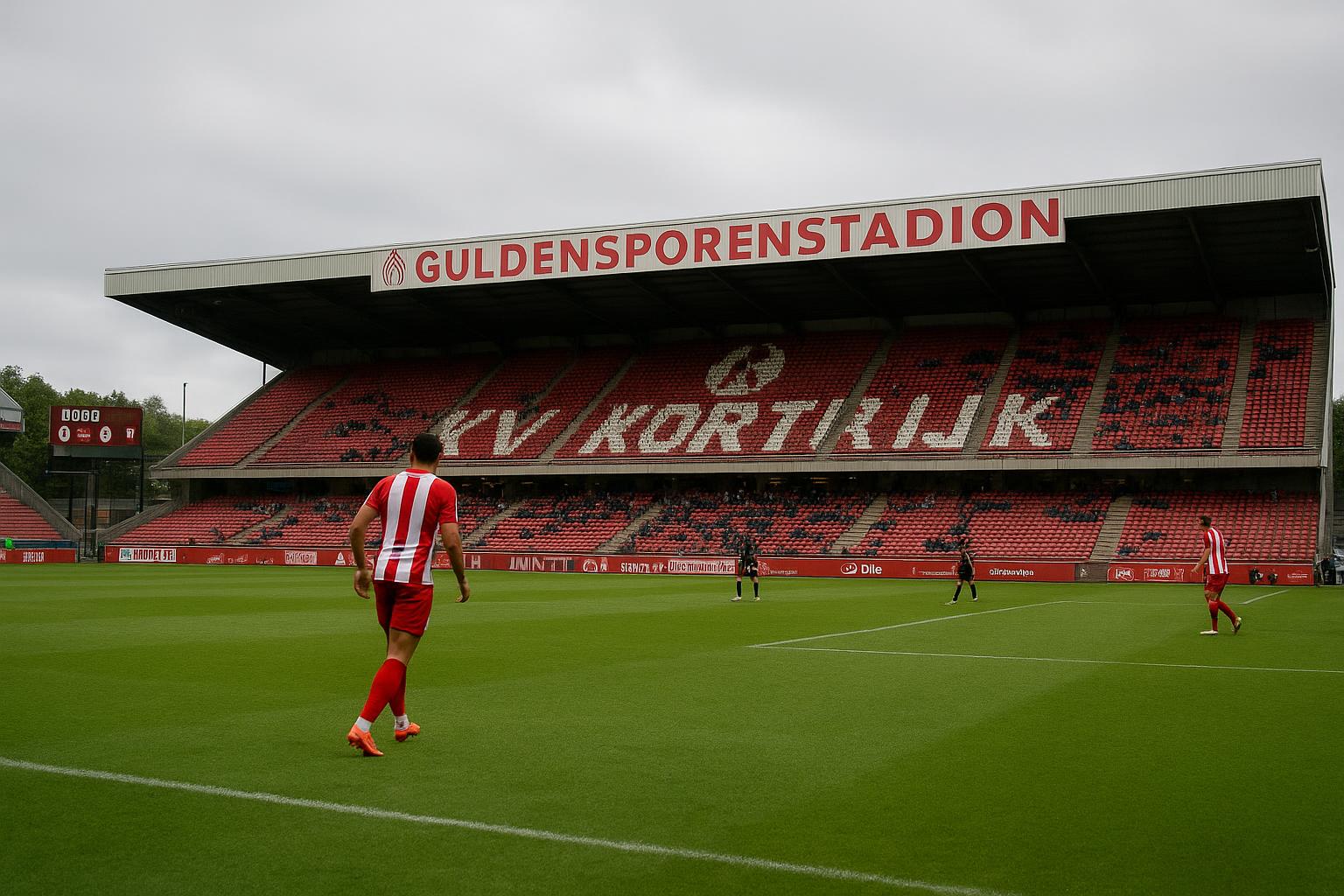 Sfeerbeeld in het Guldensporenstadion bij KV Kortrijk zonder herkenbare gezichten