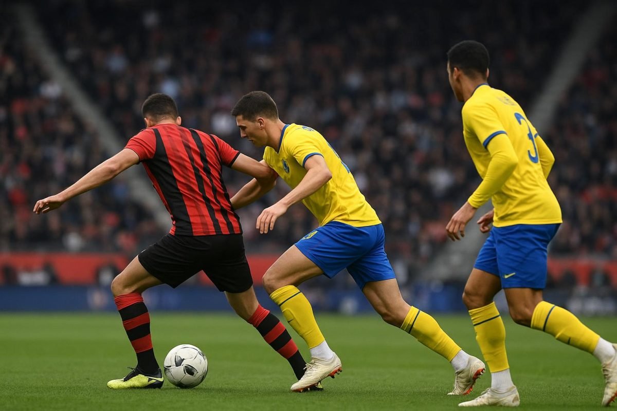 Spelmoment in de Jupiler Pro League tijdens een wedstrijd in België
