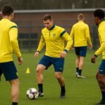 STVV-spelers tijdens een trainingsmoment in aanloop naar de derby tegen KRC Genk