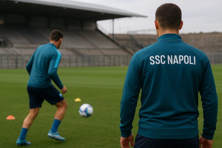 Romelu Lukaku en Kevin De Bruyne bij Napoli tijdens een trainingsmoment