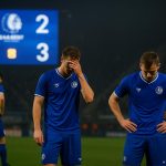 Spelers van KAA Gent druipen teleurgesteld af na de 3-0-nederlaag op het veld van KRC Genk.