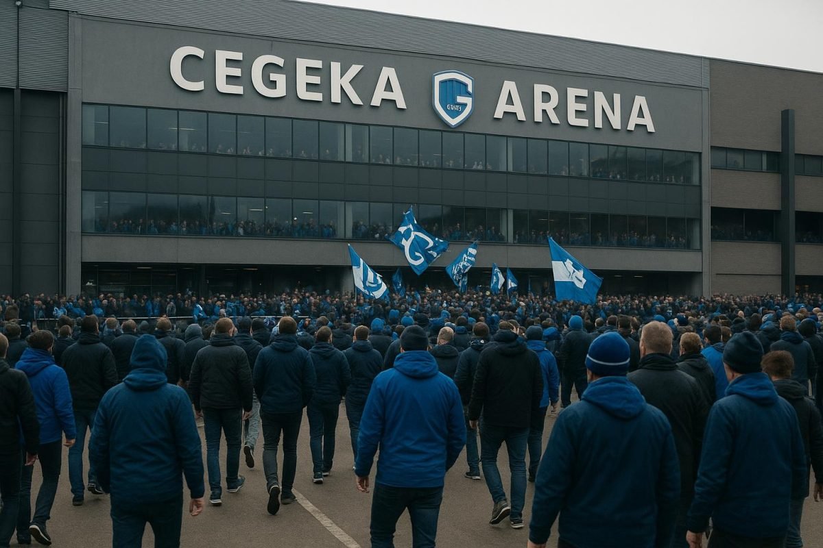 Sfeerbeeld rond de Cegeka Arena voor de derby tussen KRC Genk en STVV
