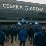 Sfeerbeeld rond de Cegeka Arena voor de derby tussen KRC Genk en STVV