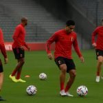 Spelers van de Rode Duivels tijdens een trainingsmoment in aanloop naar de selectie van Rudi Garcia