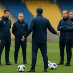 David Hubert geeft instructies tijdens een trainingsmoment van Union SG