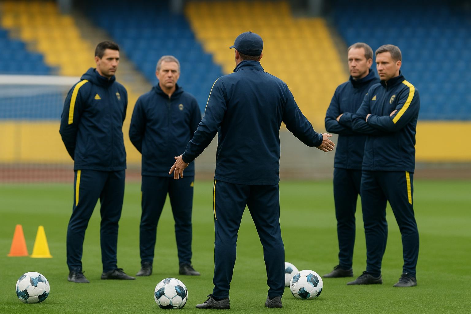 David Hubert geeft instructies tijdens een trainingsmoment van Union SG