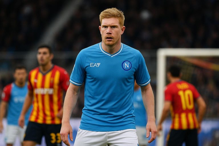 Kevin De Bruyne neemt een hoekschop voor Napoli in het Stadio Diego Armando Maradona