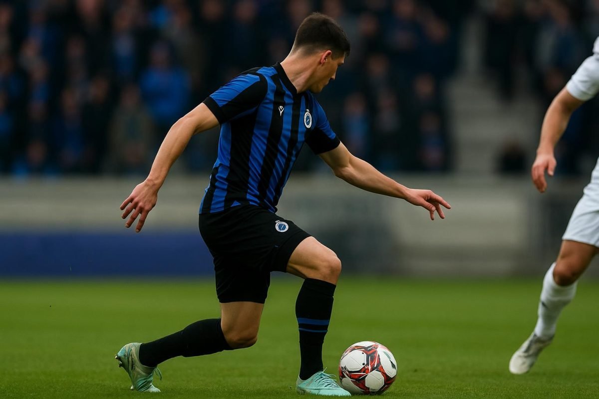 Jorne Spileers van Club Brugge tijdens een wedstrijdmoment