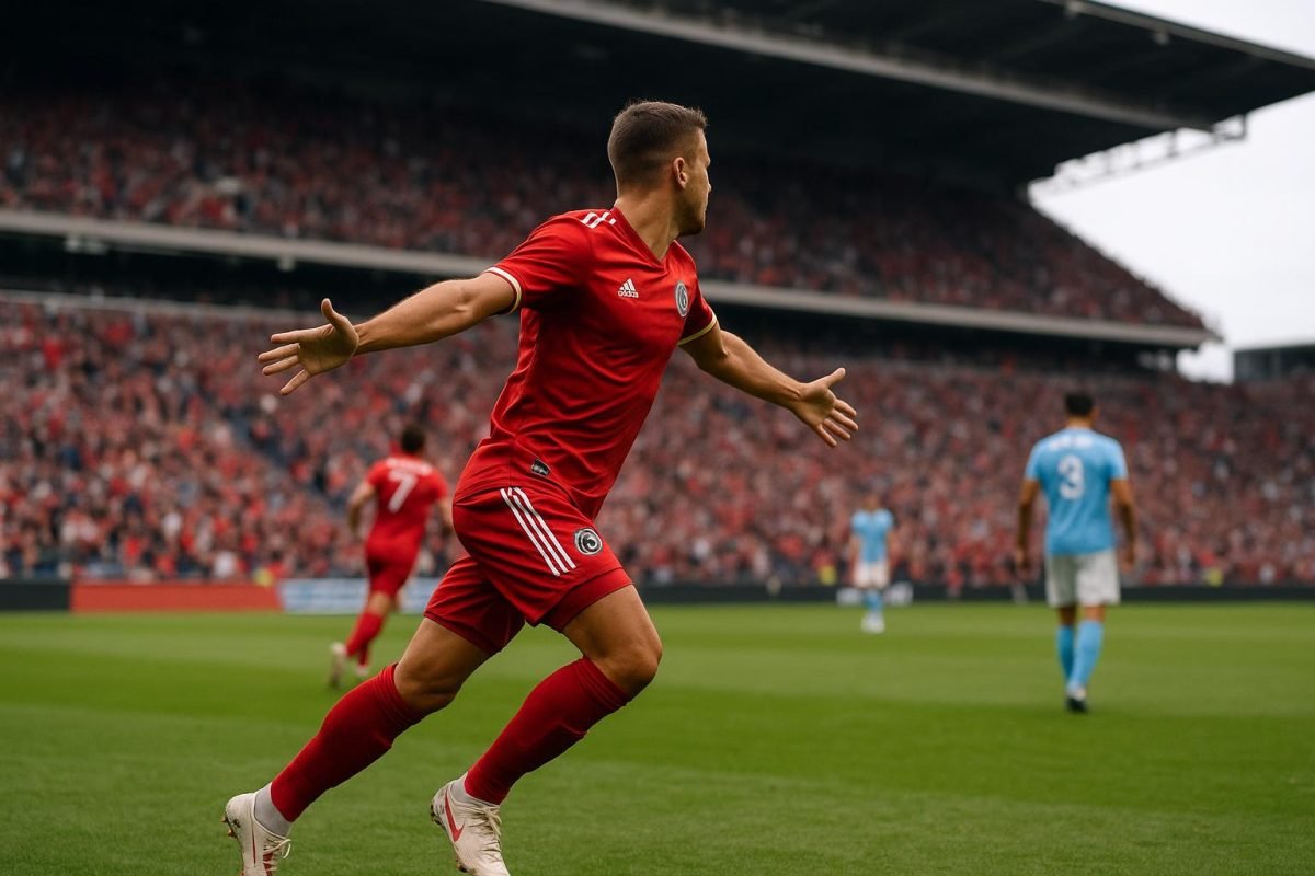 Hugo Cuypers viert na een doelpunt voor Chicago Fire in de MLS