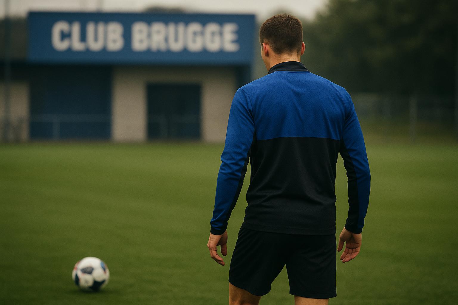 Training van Club Brugge met Joel Ordonez in beeld van achteren