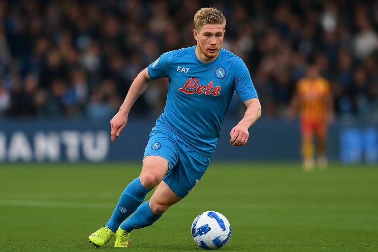 Kevin De Bruyne in Napoli-shirt tijdens de wedstrijd tegen Lecce