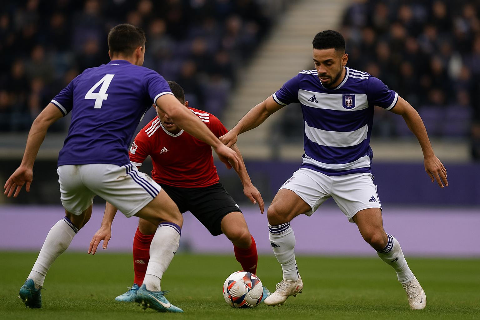 Wedstrijdmoment van Anderlecht met Thorgan Hazard in actie