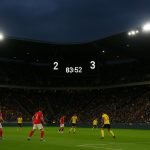 Sfeerbeeld in een Belgisch stadion tijdens de strijd om Play-Off I in de Jupiler Pro League