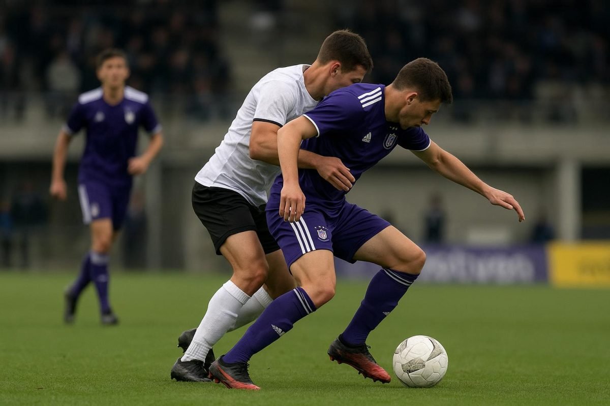 Actiebeeld uit RSCA Futures tegen KAS Eupen in de Challenger Pro League