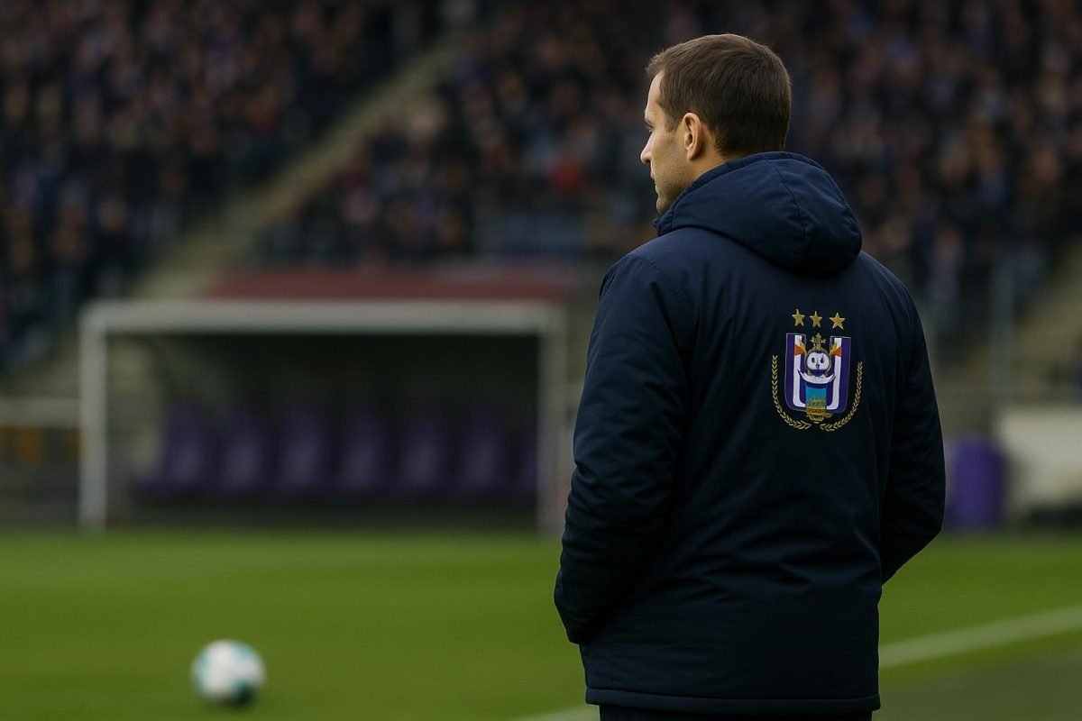 Jérémy Taravel langs de zijlijn als coach van Anderlecht