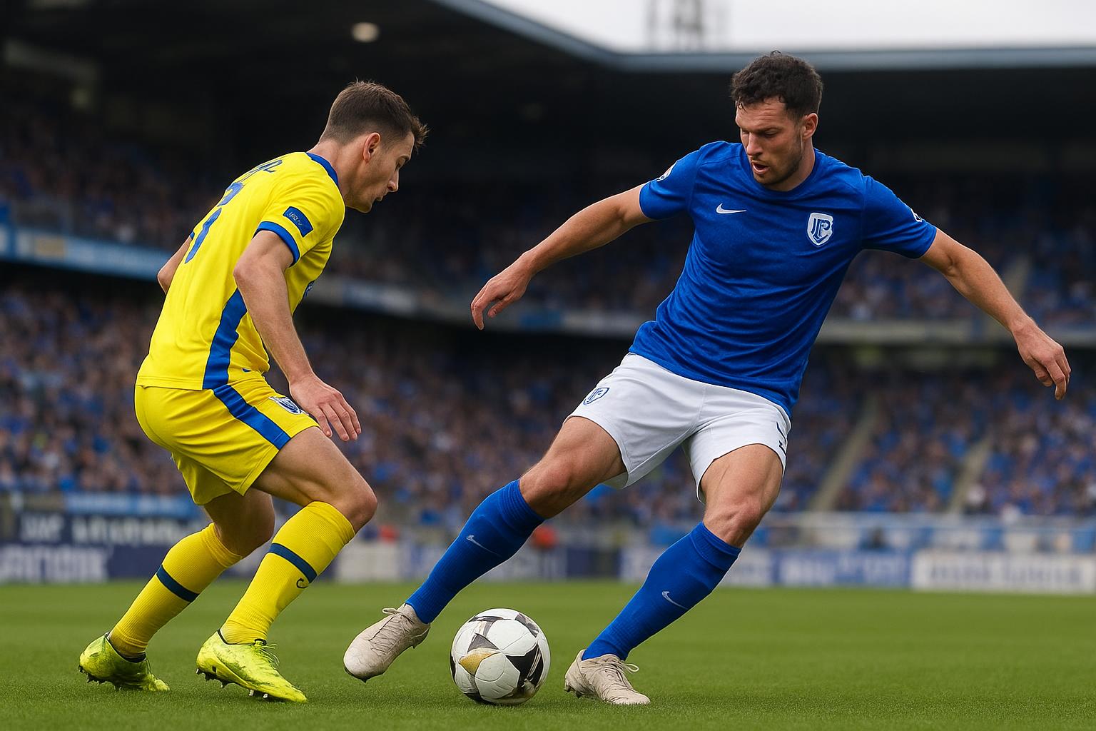 Wedstrijdbeeld van de Limburgse derby tussen KRC Genk en Sint-Truiden