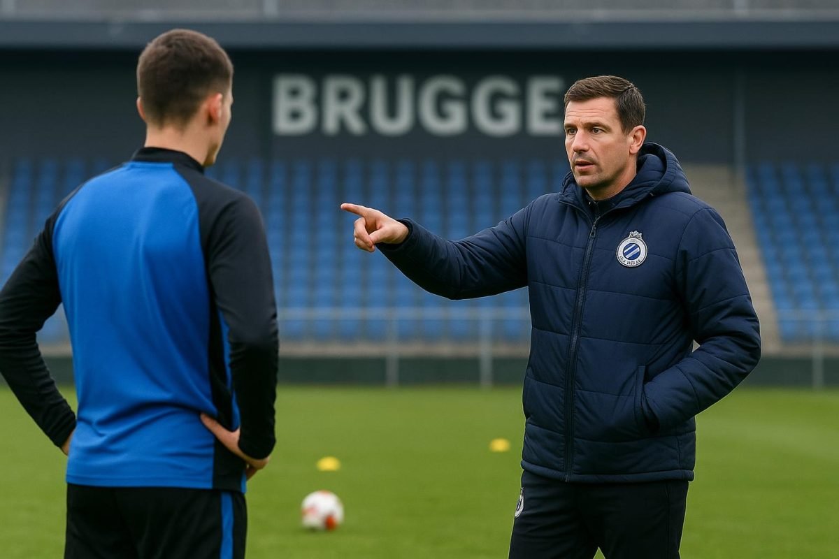 Ivan Leko en Hans Vanaken van Club Brugge tijdens een moment langs het veld