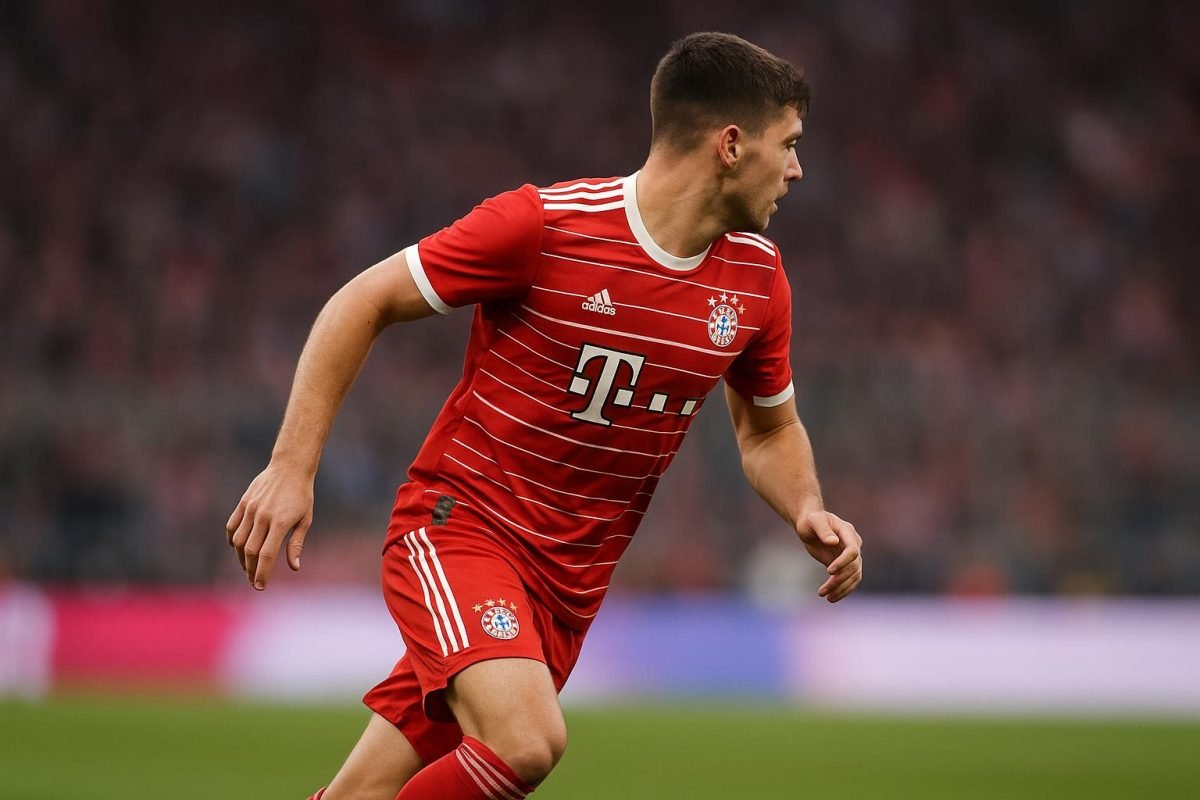 Michael Olise in actie voor Bayern München tijdens een wedstrijd