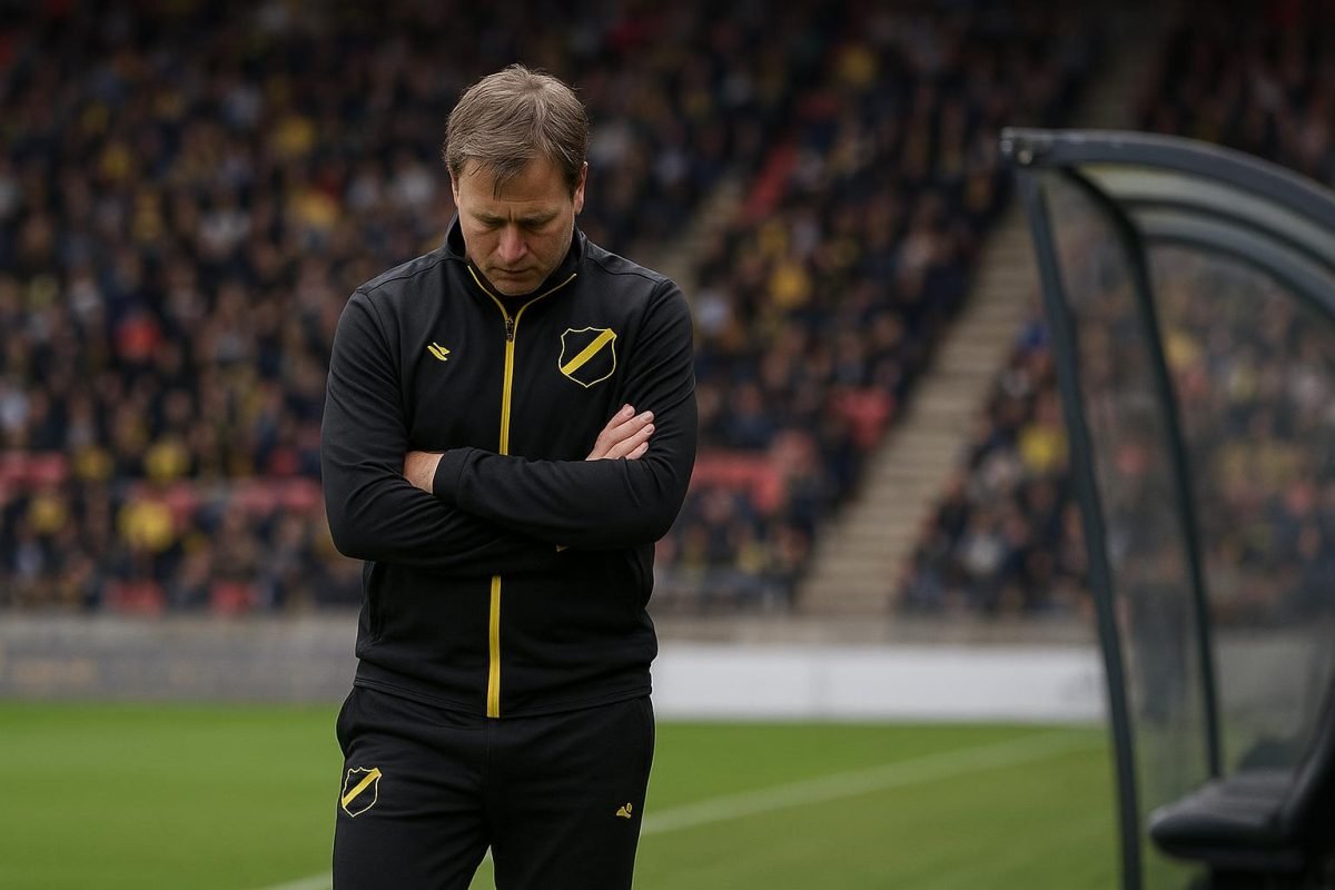 Carl Hoefkens langs de zijlijn als trainer van NAC Breda