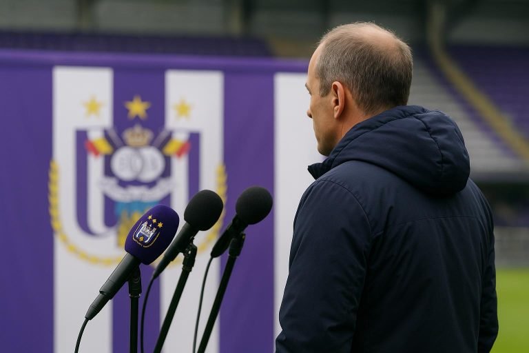 Jérémy Taravel langs de zijlijn bij RSC Anderlecht