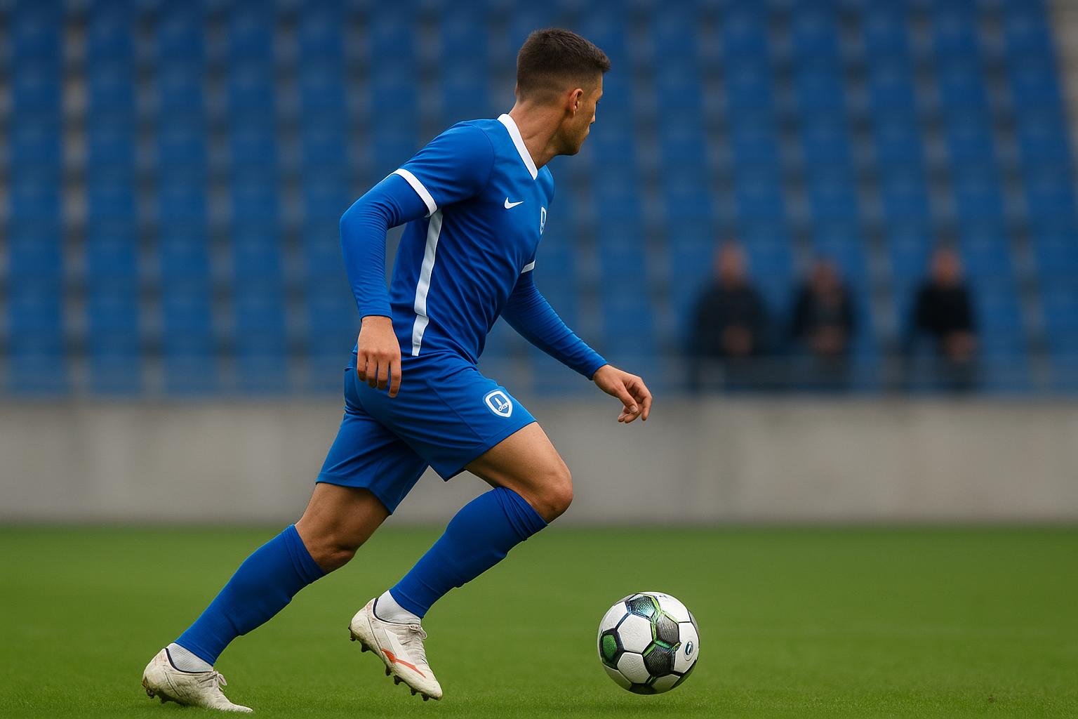 Konstantinos Karetsas van KRC Genk in actie in de Cegeka Arena, gezien vanop de rug
