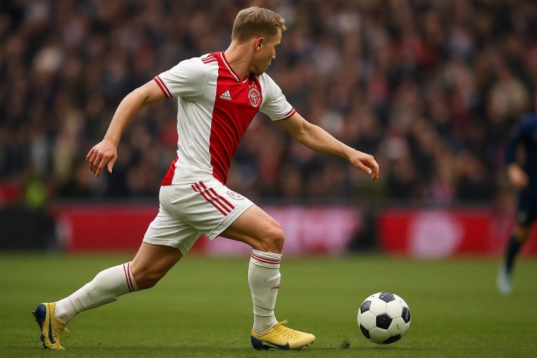 Mika Godts in actie bij Ajax in de Eredivisie