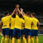Spelers van Union SG vieren een overwinning in het stadion