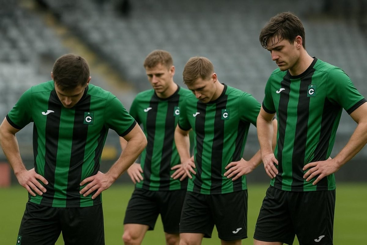 Spelers van Cercle Brugge op het veld na afloop van een wedstrijd in de Jupiler Pro League