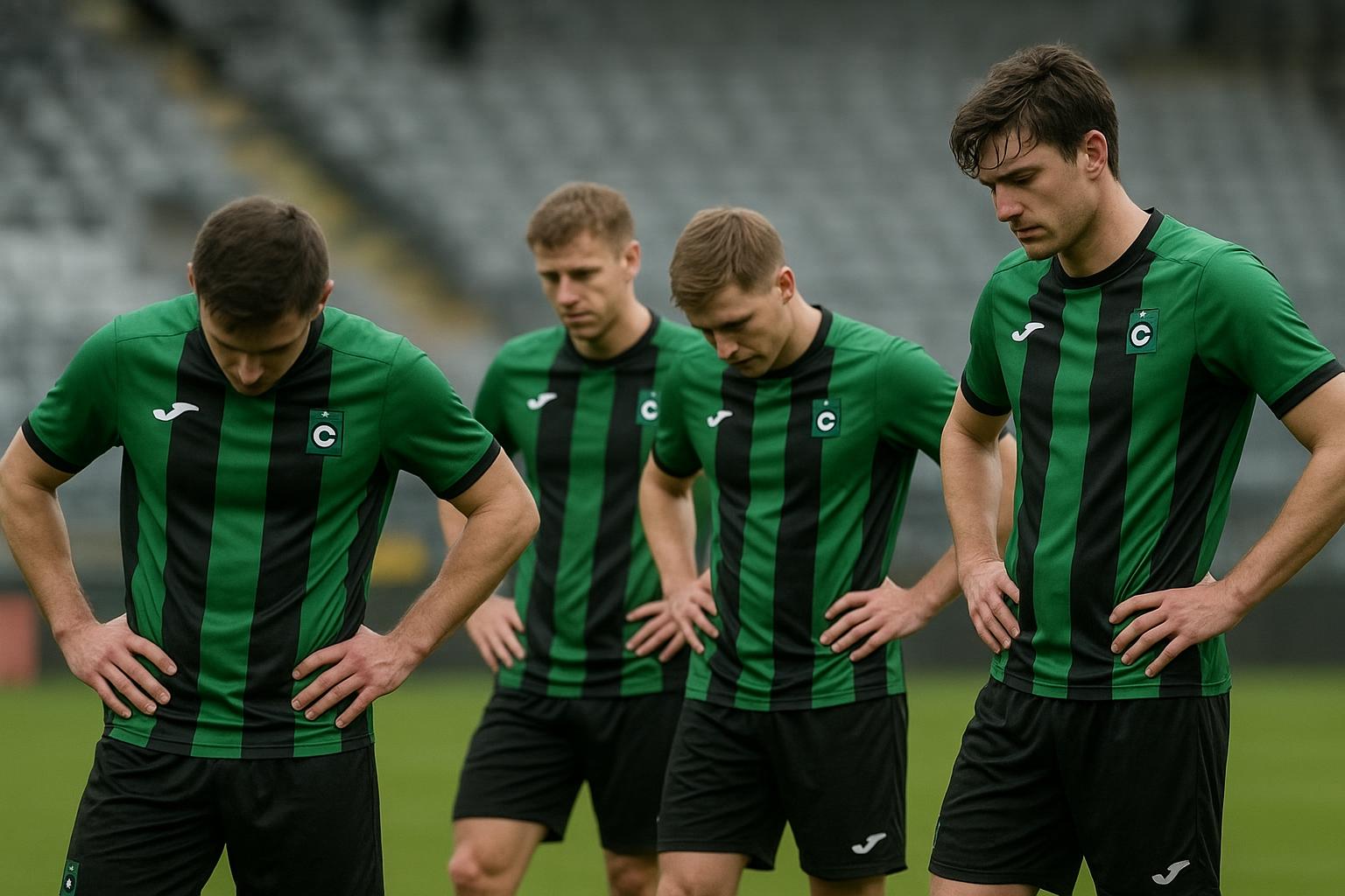 Spelers van Cercle Brugge op het veld na afloop van een wedstrijd in de Jupiler Pro League