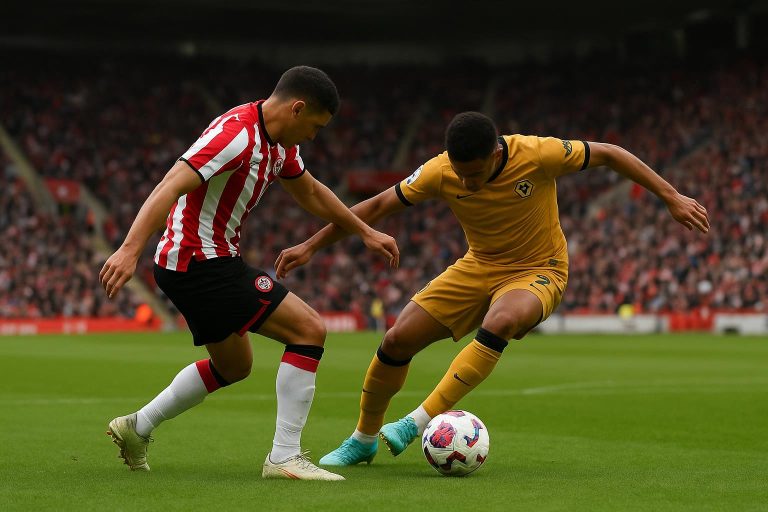 Actiebeeld uit Brentford-Wolverhampton in het Community Stadium