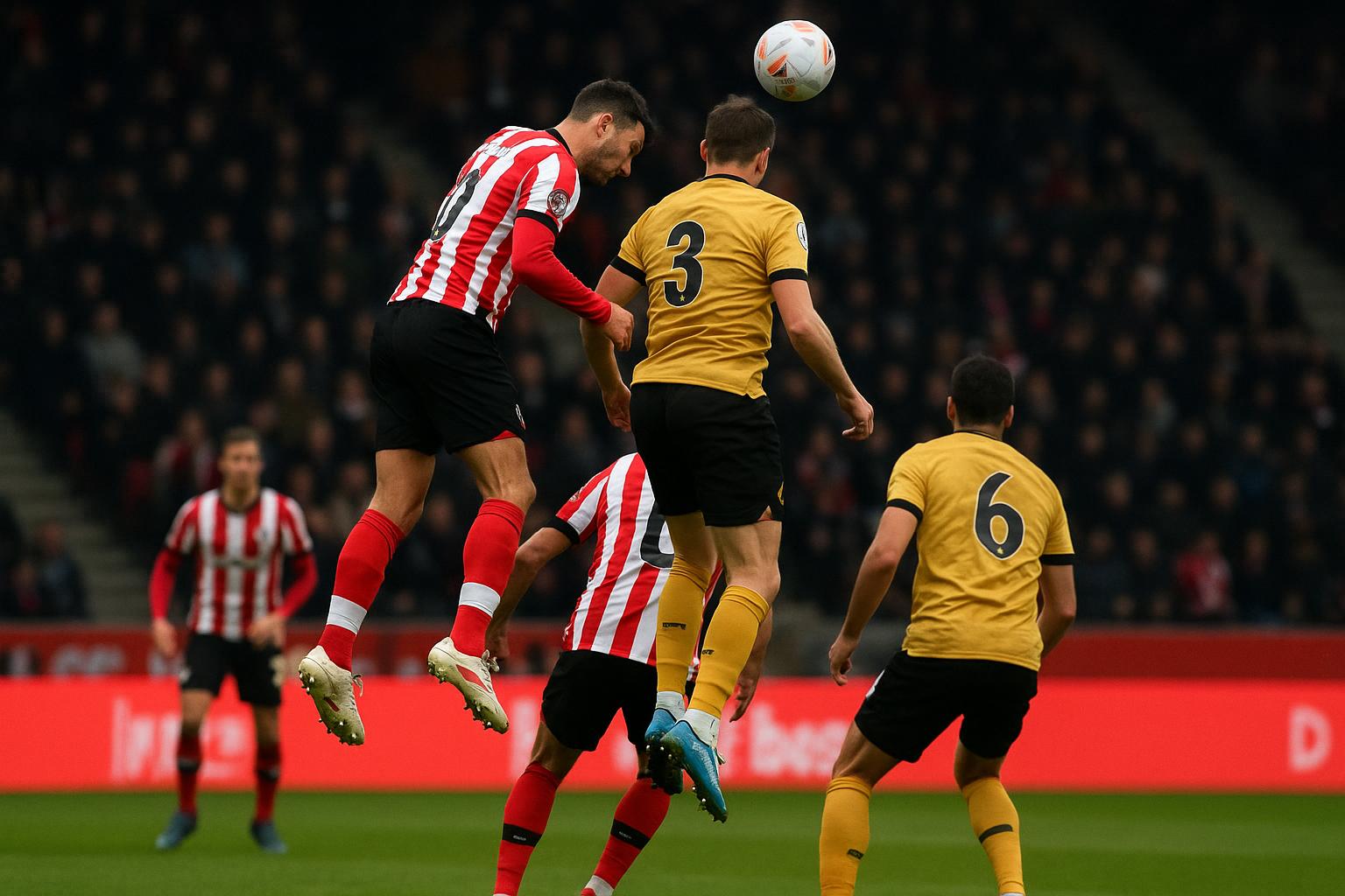 Spelmoment uit Brentford tegen Wolverhampton in de Premier League