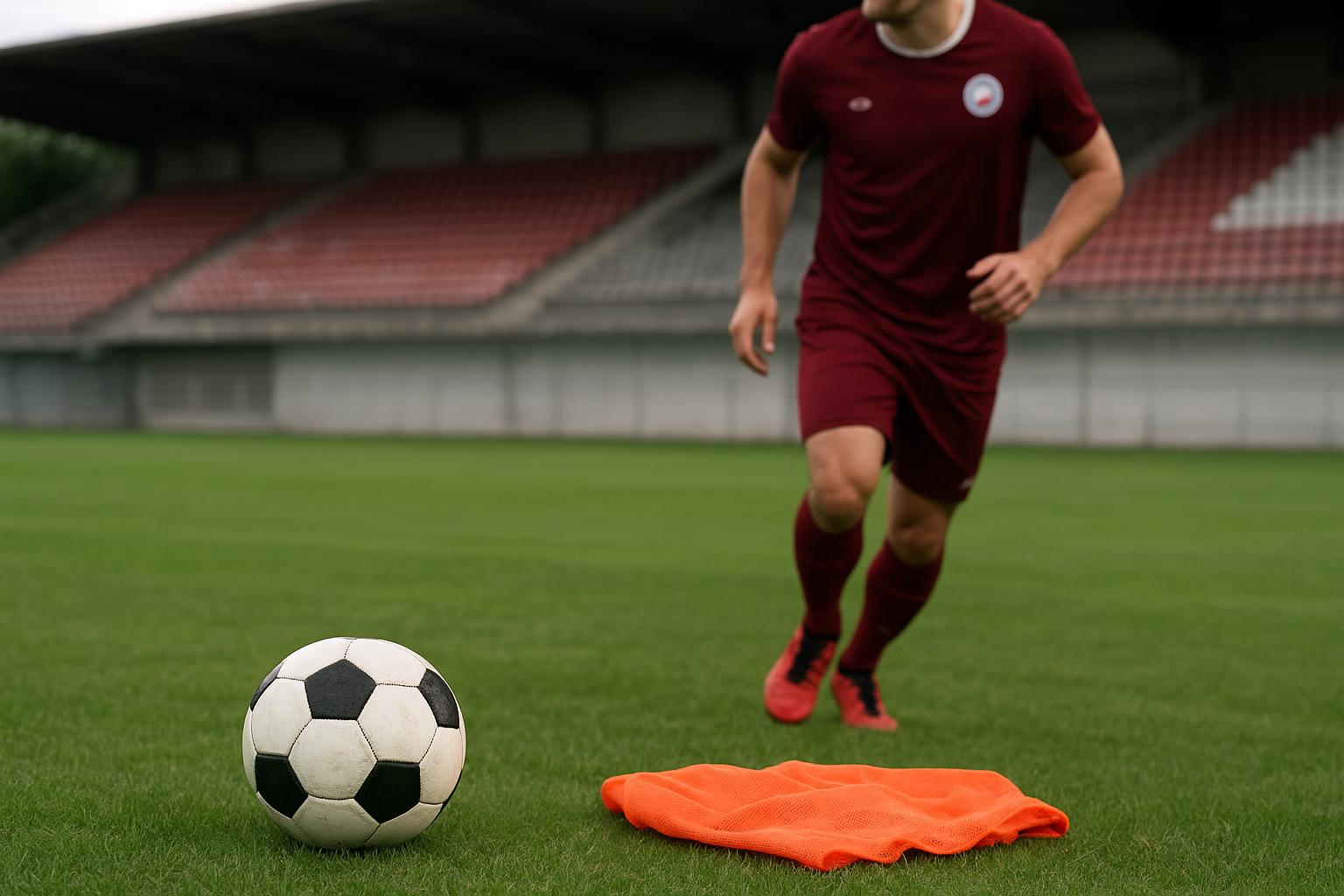 Een bal en spelers op training in een transfersfeer rond Podbrezová en Radek Siler