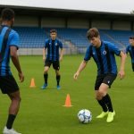 Spelers van Club NXT tijdens een training in aanloop naar een Youth League-duel