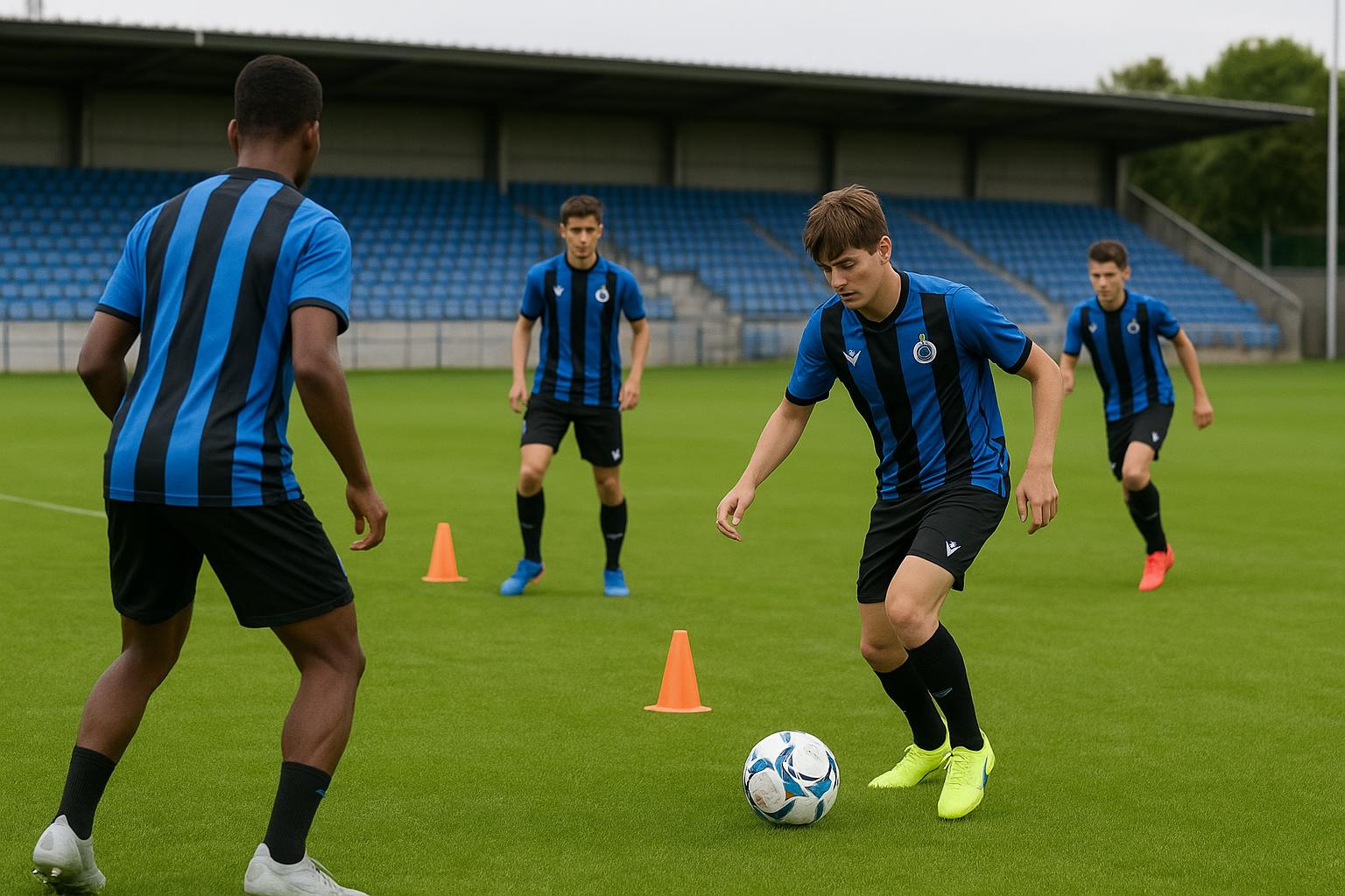Spelers van Club NXT tijdens een training in aanloop naar een Youth League-duel