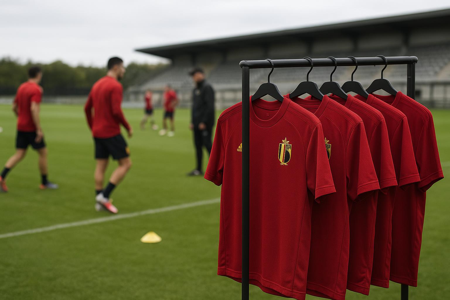 Trainingskledij van de Rode Duivels tijdens een sessie in aanloop naar interlands