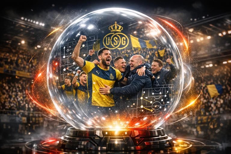Union viert een overwinning met staf en fans, symbool voor een toekomstgericht plan
