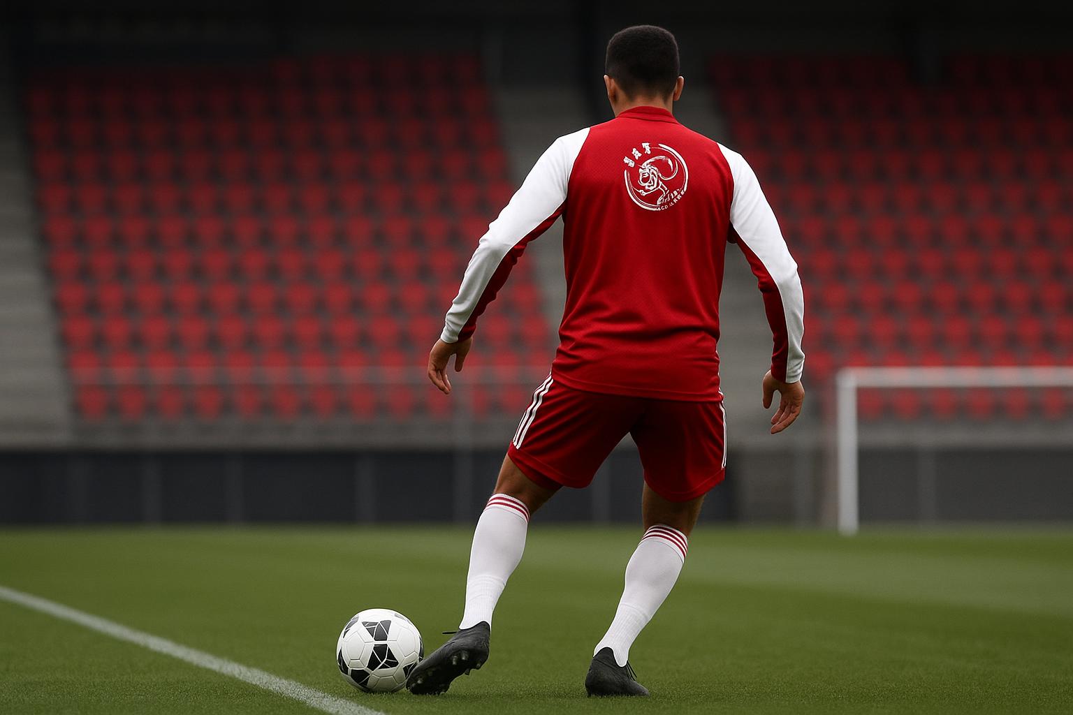 Mika Godts van Ajax tijdens een trainingsmoment
