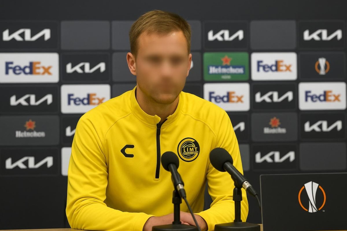 Trainer Kjetil Knutsen van FK Bodø/Glimt tijdens een persmoment in aanloop naar de match tegen Sporting Portugal.