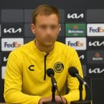 Trainer Kjetil Knutsen van FK Bodø/Glimt tijdens een persmoment in aanloop naar de match tegen Sporting Portugal.