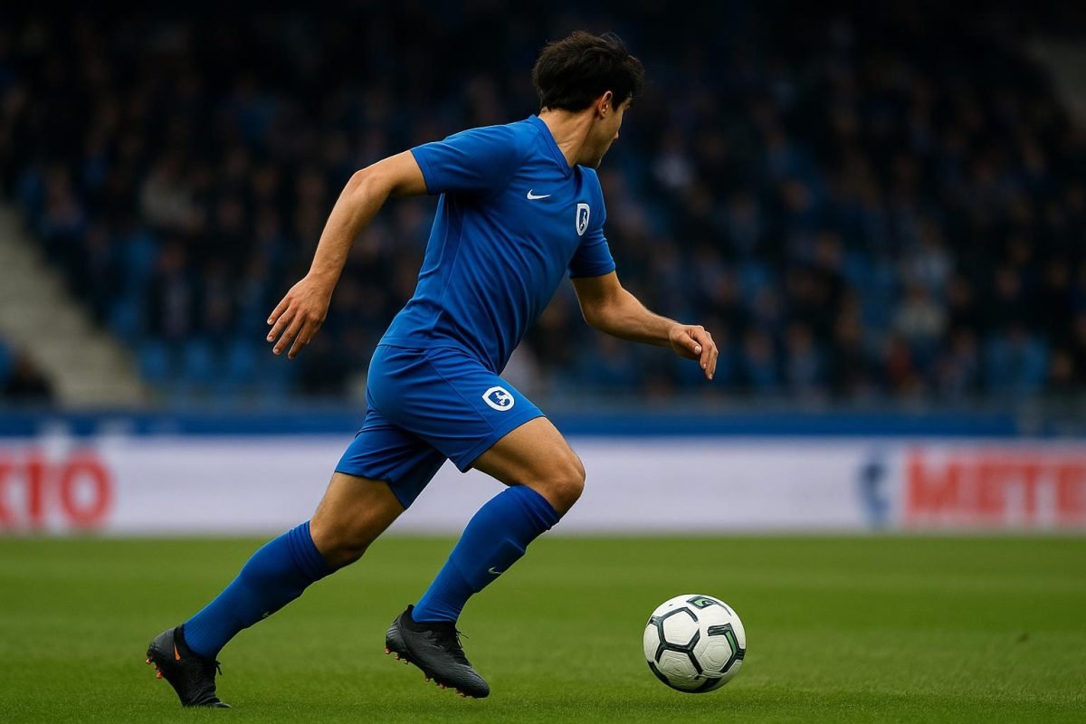 Konstantinos Karetsas van KRC Genk in actie tijdens een wedstrijd