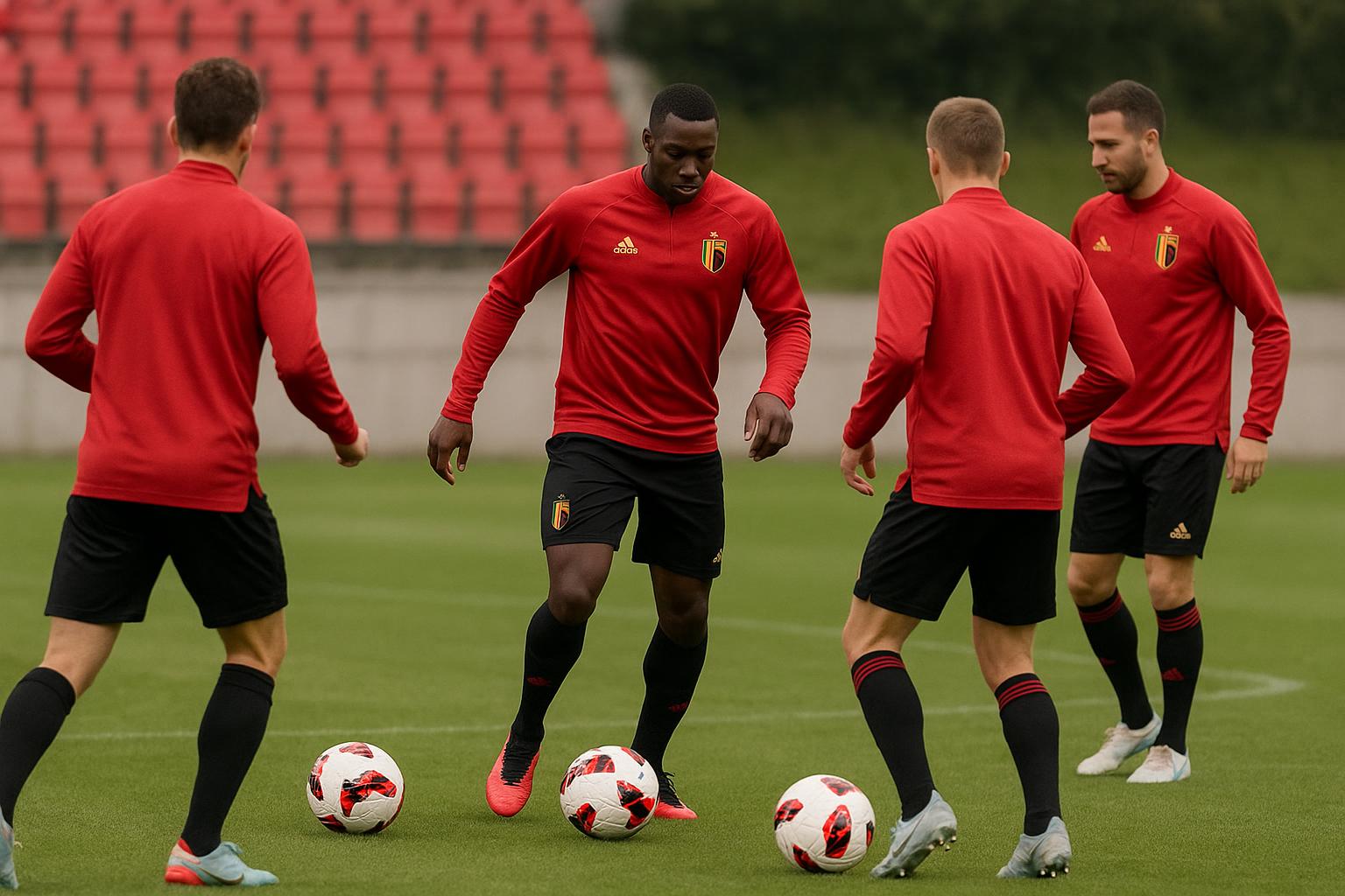 Youri Tielemans bij de Rode Duivels tijdens een trainingsmoment