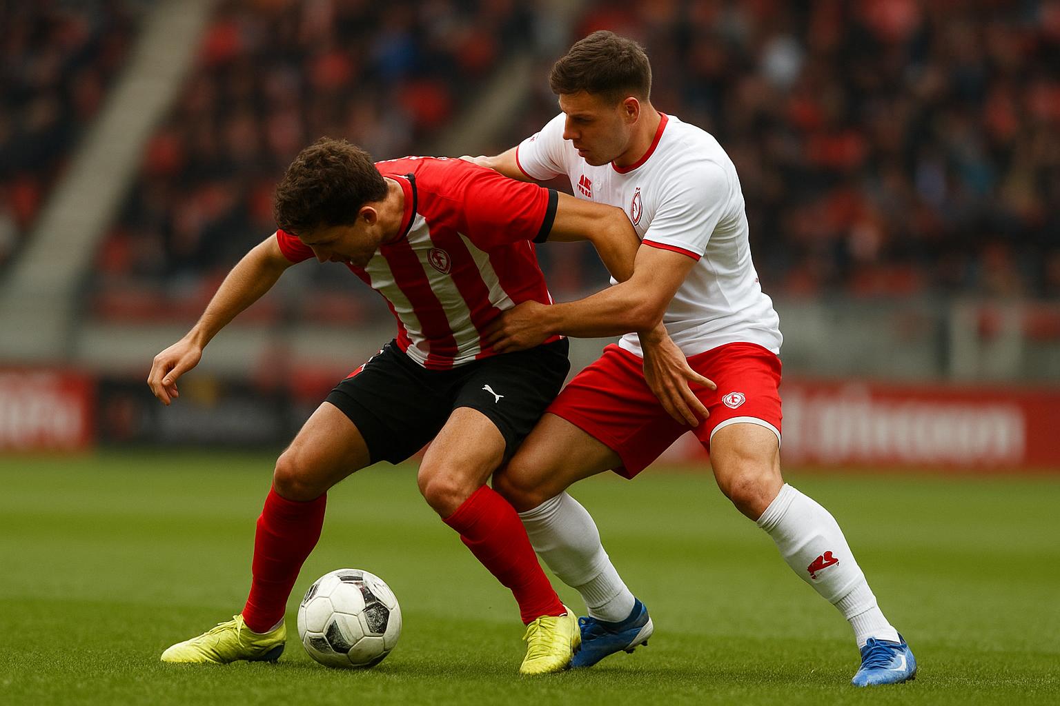 Spelmoment tijdens Antwerp tegen Standard op de Bosuil, met spelers in duel zonder herkenbare gezichten.